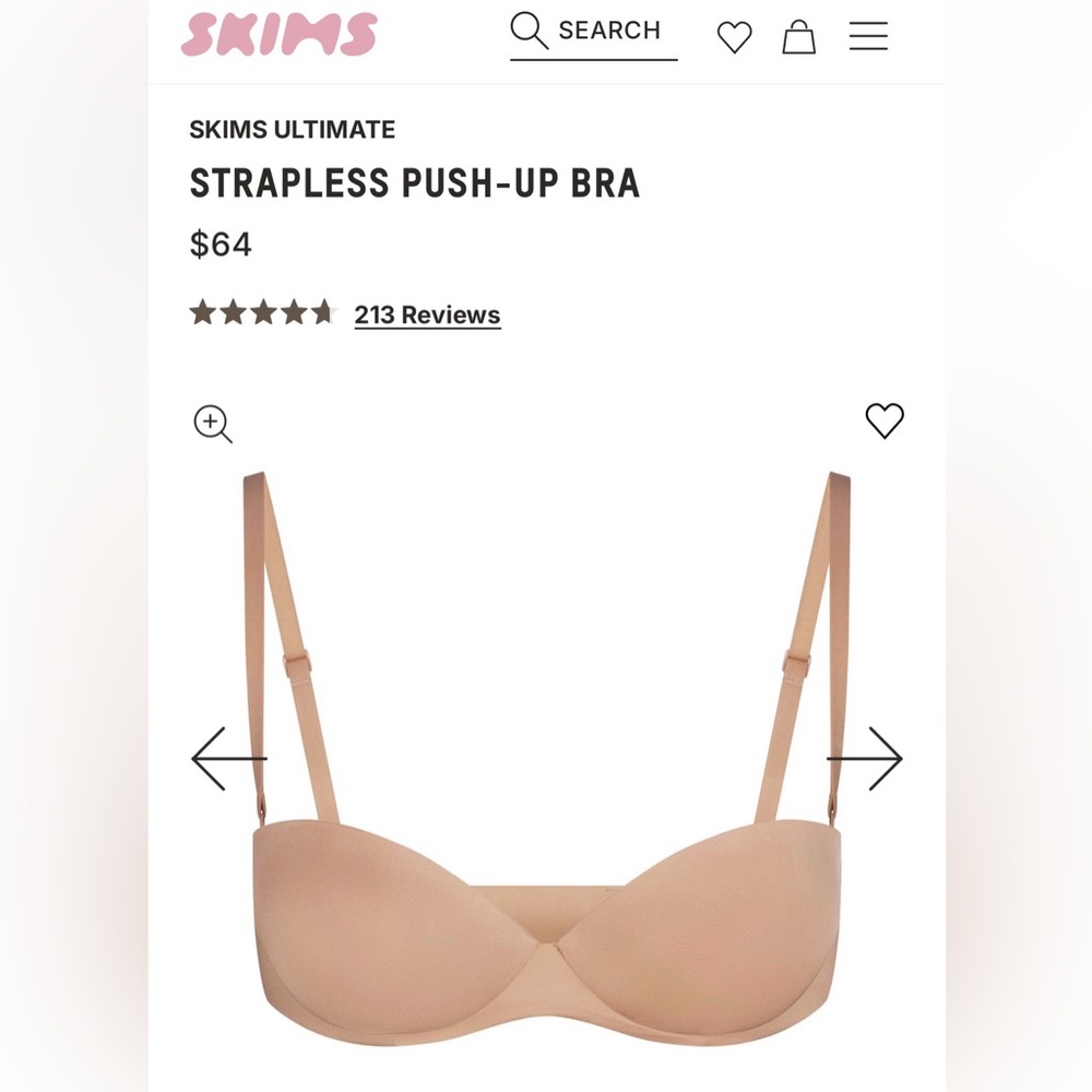 🆕 NWT SKIMS ULTIMATE Strapless Push-Up Bra - CLAY - 36 C - Picture 4 of 10